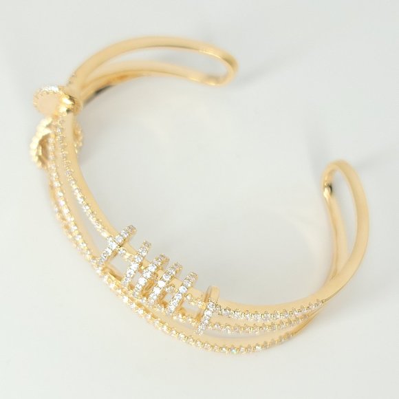 NEW Pave CZ Open Cuff Bangle Bracelet - Picture 11 of 12